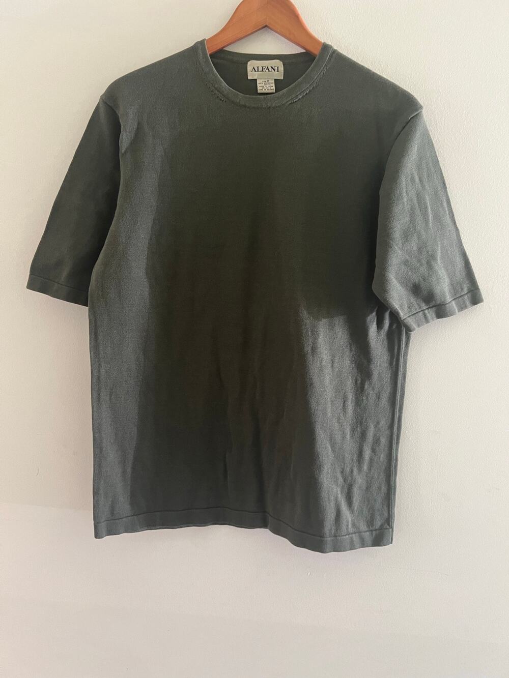 Alfani Men's Cotton Short Sleeve Sweater Dark Green Size Medium JL